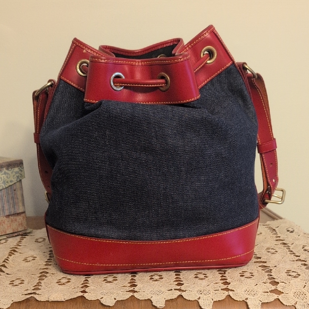 Red and Blue Denim Bucket Bag - Picture 4 of 12